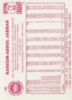 Back of Kareem Abdul-Jabbar