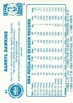 Back of Darryl Dawkins