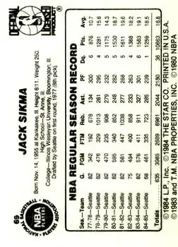 Back of Jack Sikma