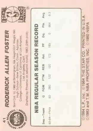 Verso de Rod Foster