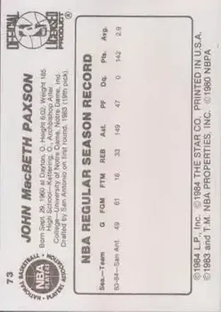 Verso de John Paxson