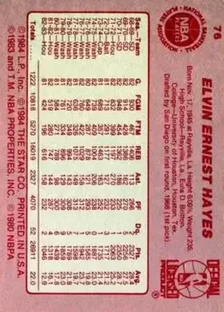 Verso de Elvin Hayes