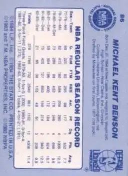 Back of Kent Benson