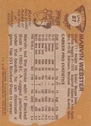 Marvin Webster back