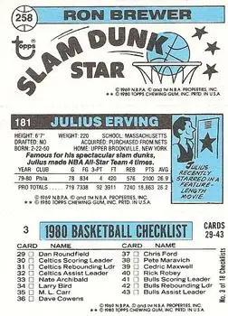 1980-81 Topps #3 / 181 / 258 - Ron Brewer - Back