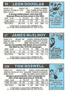 1980-81 Topps #27 / 85 / 238 - Leon Douglas - Back