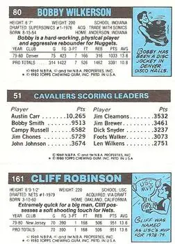 1980-81 Topps #51 / 80 / 161 - Bobby Wilkerson - Back