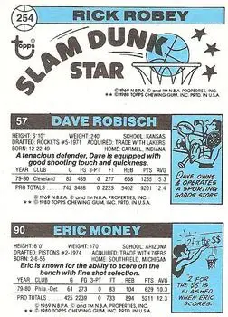 1980-81 Topps #57 / 90 / 254 - Rick Robey - Back