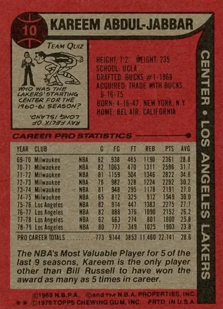 Kareem Abdul-Jabbar 裏面