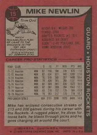 Mike Newlin back