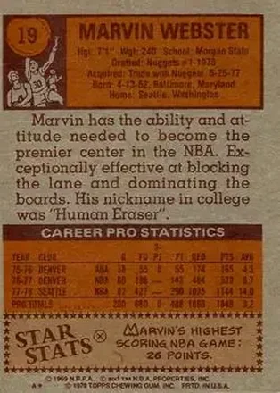 Marvin Webster back