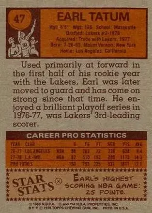 Earl Tatum back