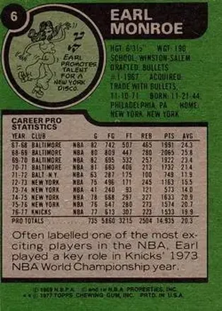 Earl Monroe back