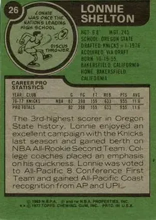 Reverso de Lonnie Shelton