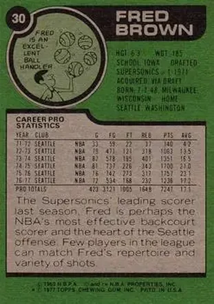 Fred Brown 뒷면