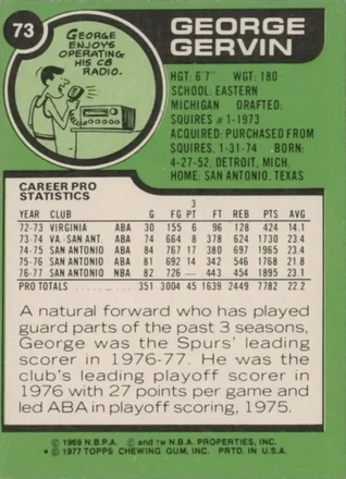 Verso de George Gervin