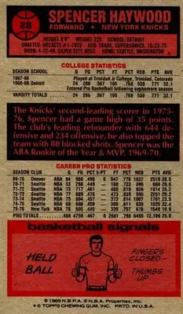 Reverso de Spencer Haywood