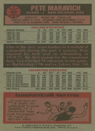 Verso de Pete Maravich