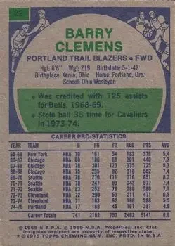 Back of Barry Clemens