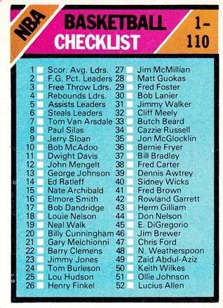 Checklist: 1 110 앞면