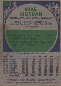 Back of Mike Riordan