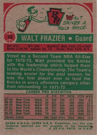 Walt Frazier 뒷면