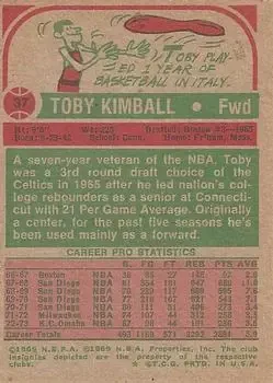 Back of Toby Kimball
