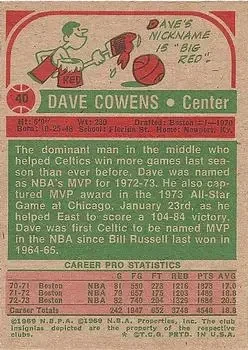 Back of Dave Cowens