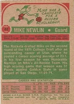 Back of Mike Newlin