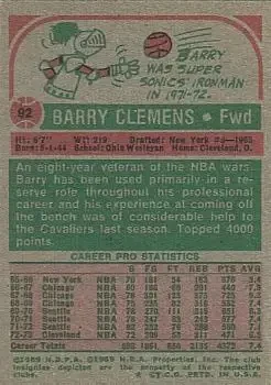 Back of Barry Clemens