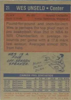 Back of Wes Unseld