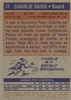 Back of Charlie Davis