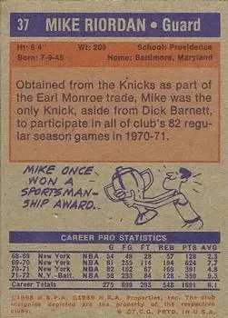 Back of Mike Riordan