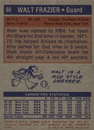 Walt Frazier 뒷면