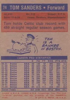 Back of Tom Sanders