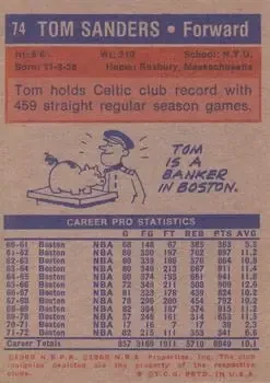 Back of Tom Sanders
