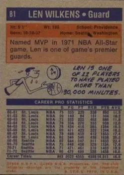 Back of Lenny Wilkens