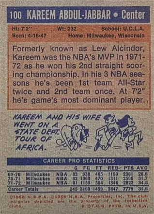 Verso de Kareem Abdul-Jabbar