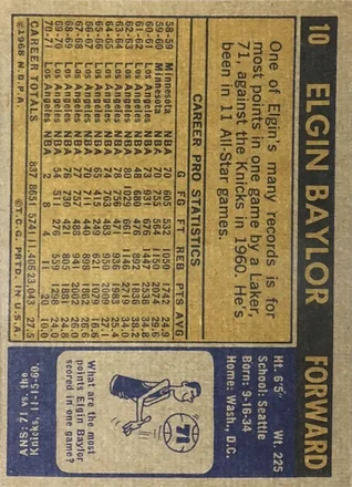 Elgin Baylor Rückseite