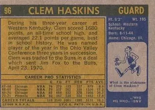 Clem Haskins back
