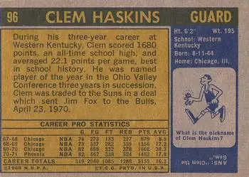 Back of Clem Haskins