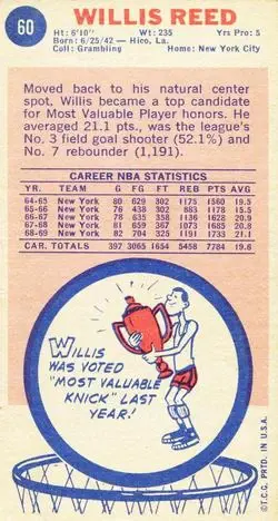 Back of Willis Reed