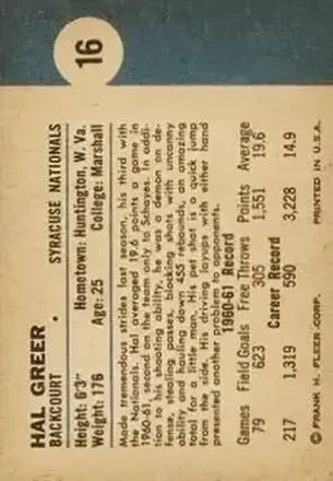 Hal Greer Rückseite