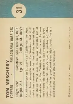 Back of Tom Meschery