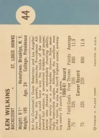Lenny Wilkens Rückseite