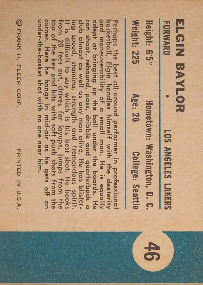 Back of Elgin Baylor