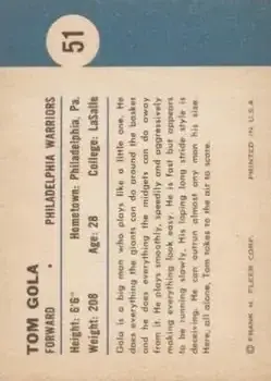 Back of Tom Gola