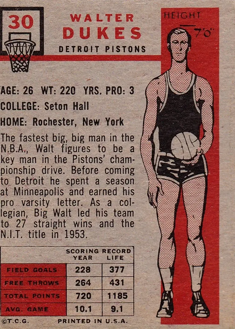 Back of Walter Dukes