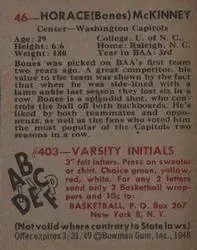 Back of Horace "Bones" McKinney