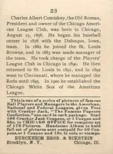 Back of Charles Comiskey
